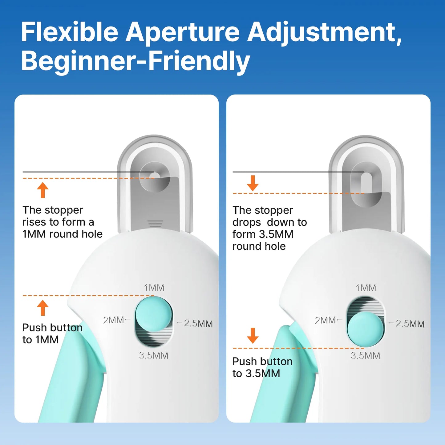 Potaroma Cat Nail Clipper with 4-Size Adjustable Trimming Hole & Hidden Nail File | Safe Toenail Trimmer for Kittens & Indoor Cats | Anti-Splash Claw Cutter for Pet Grooming (Blue)