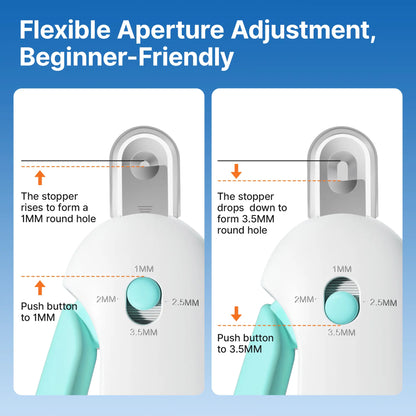 Potaroma Cat Nail Clipper with 4-Size Adjustable Trimming Hole & Hidden Nail File | Safe Toenail Trimmer for Kittens & Indoor Cats | Anti-Splash Claw Cutter for Pet Grooming (Blue)