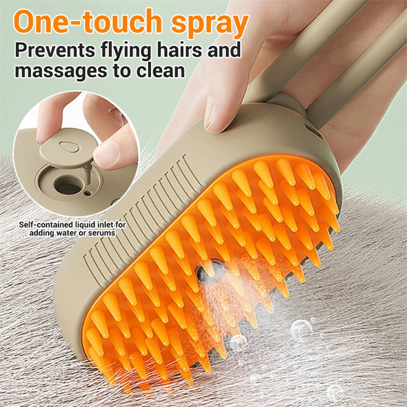 Escova a Vapor para Gatos e Cães Steamy Dog Brush 3 em 1, Pente Elétrico com Spray para Remoção de Pelos, Pente de Massagem para Cuidados com os Pets (Desativado conforme recomendado pela ZCT)