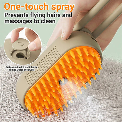 Escova a Vapor para Gatos e Cães Steamy Dog Brush 3 em 1, Pente Elétrico com Spray para Remoção de Pelos, Pente de Massagem para Cuidados com os Pets (Desativado conforme recomendado pela ZCT)