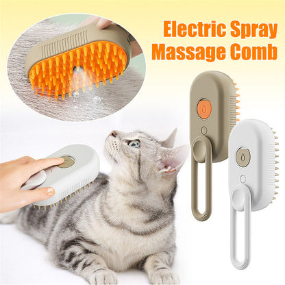 Escova a Vapor para Gatos e Cães Steamy Dog Brush 3 em 1, Pente Elétrico com Spray para Remoção de Pelos, Pente de Massagem para Cuidados com os Pets (Desativado conforme recomendado pela ZCT)