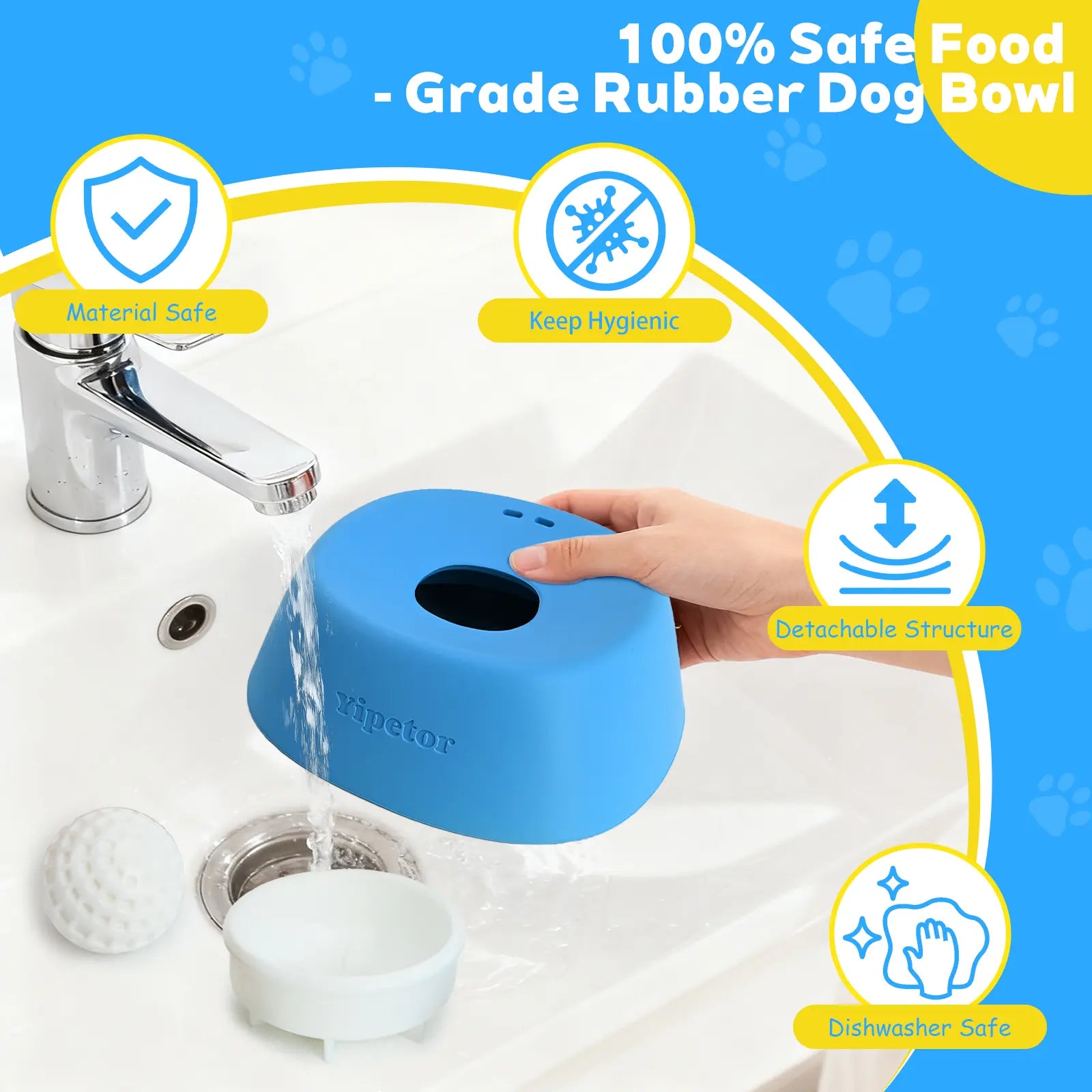 Yipetor Slow Feeder Dog Bowls for Liquid Treat, [Built-In Rolling Ball] No Spill Bone Broth Dog Licking Bowl, Multi-Purpose Puppy Yogurt Feeder Bowl for All Breeds Dietary Supplement/Post-Op Nutrition Feeding.Valentines Gift for Pets