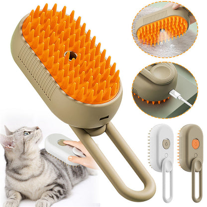 Escova a Vapor para Gatos e Cães Steamy Dog Brush 3 em 1, Pente Elétrico com Spray para Remoção de Pelos, Pente de Massagem para Cuidados com os Pets (Desativado conforme recomendado pela ZCT)