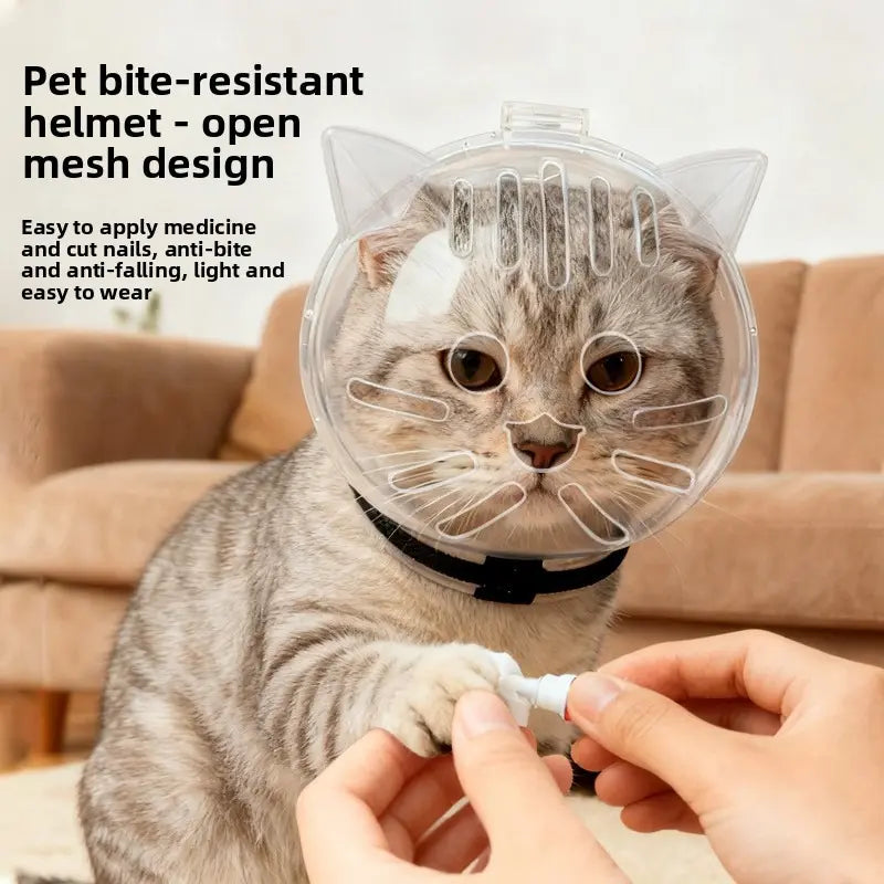 Transform Your Cat's Grooming Experience with the Bite-Proof Space Cat Helmet - Ultimate Comfort and Safety for Bathing & Nail Trimming!