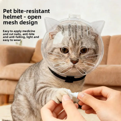 Transform Your Cat's Grooming Experience with the Bite-Proof Space Cat Helmet - Ultimate Comfort and Safety for Bathing & Nail Trimming!
